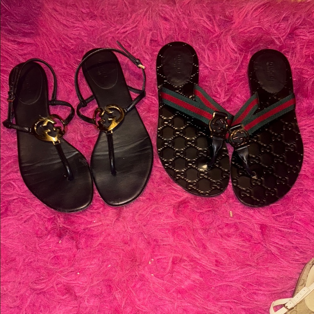Black and Gold Gucci Women's Sandals